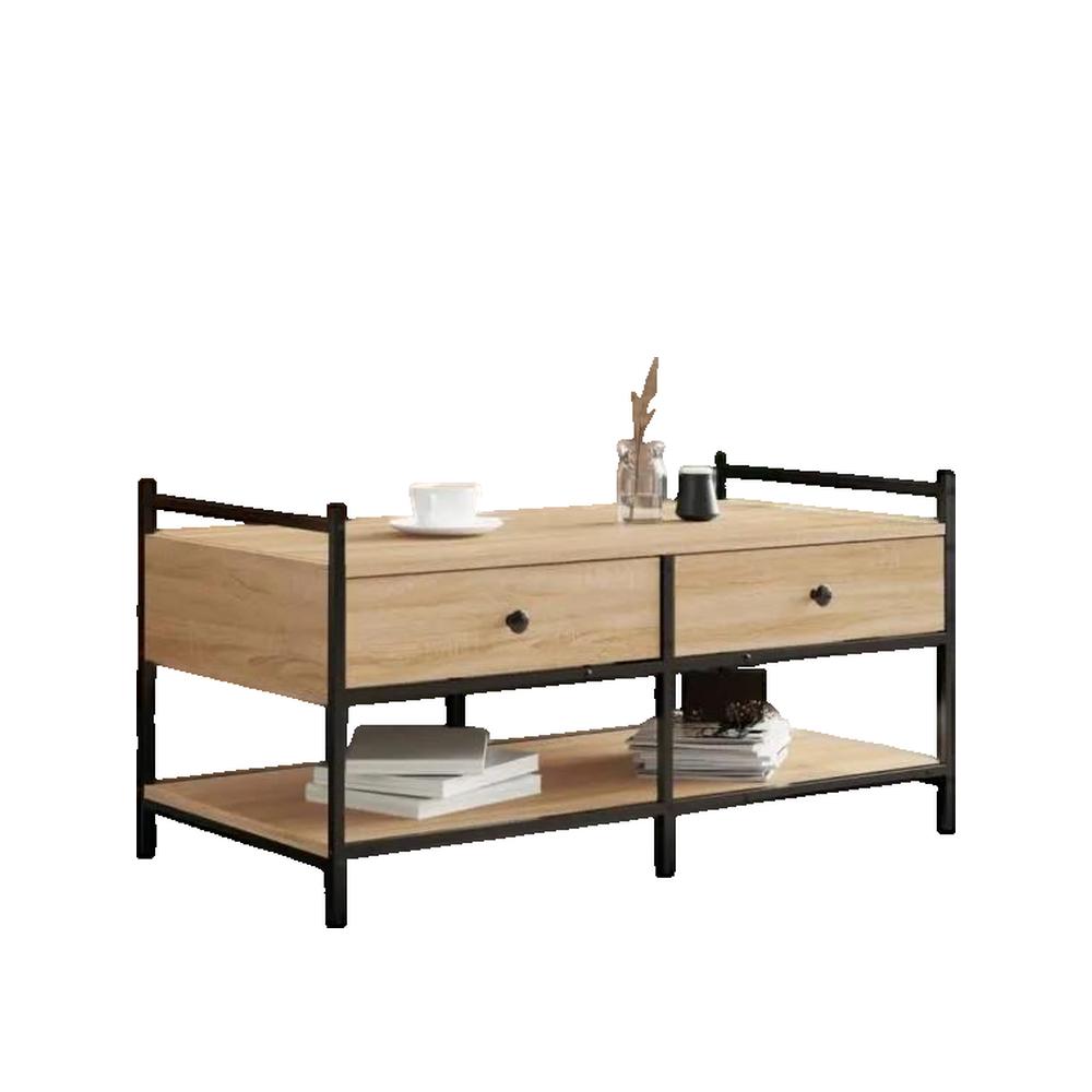 Stolik kawowy vidaXL Drewno inżynieryjne i metal 99x50x50 cm