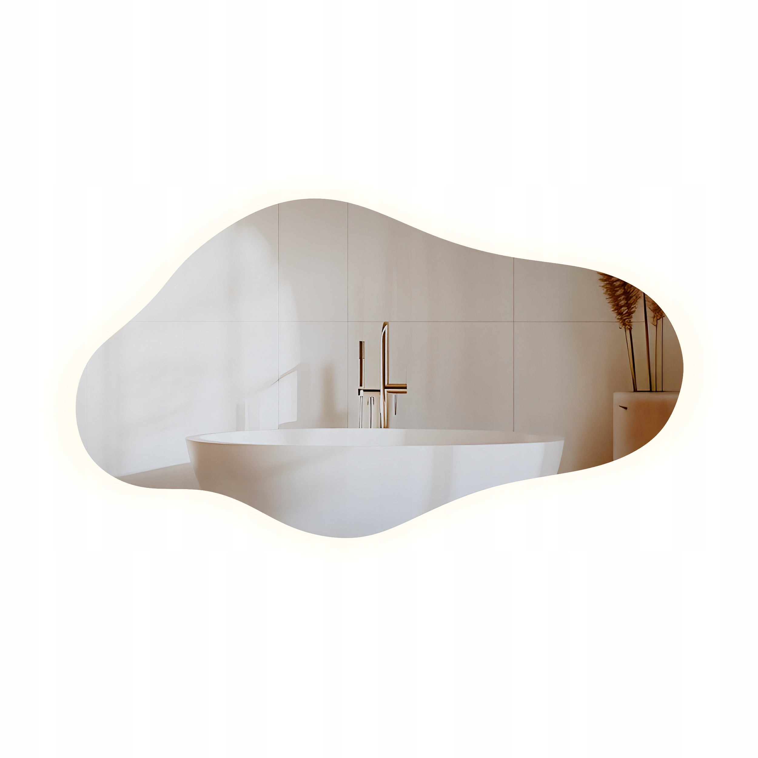 Lustro LED o nieregularnym kształcie 114 x 64 cm Saturn LUSTRZANY ŚWIAT