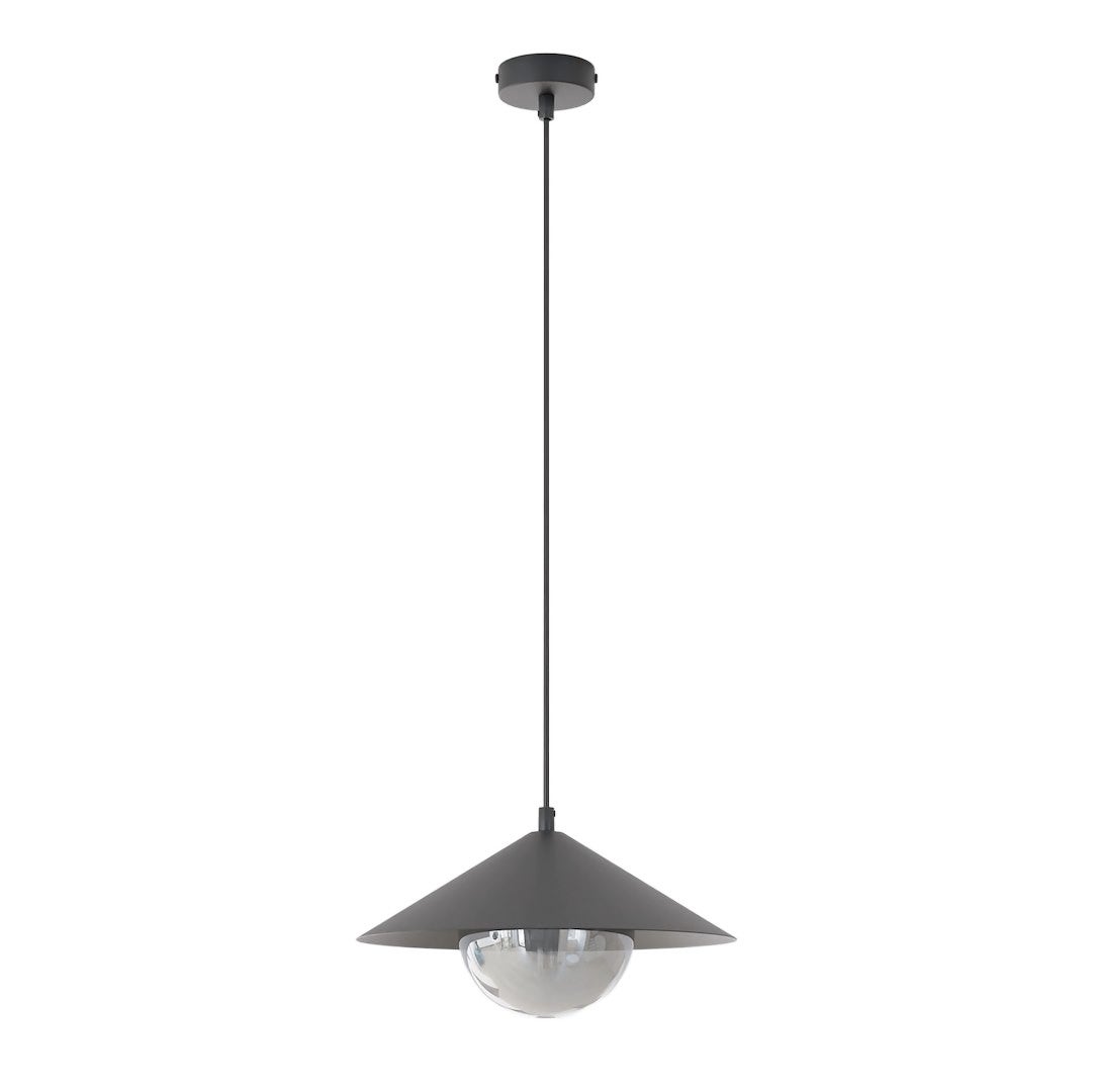 Lampa wisząca minimalistyczna czarno-grafitowa szklana kula stożek fi30cm 1xE14 10W MONO Emibig