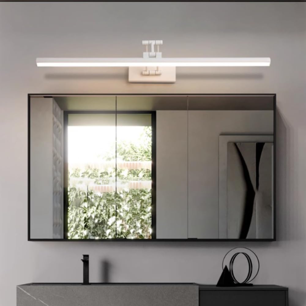 Kinkiet LED do łazienki, obrotowy o 180°, 3 regulowane kolory, odpowiedni do toaletek i szafek (biały, 50 cm, 10W).