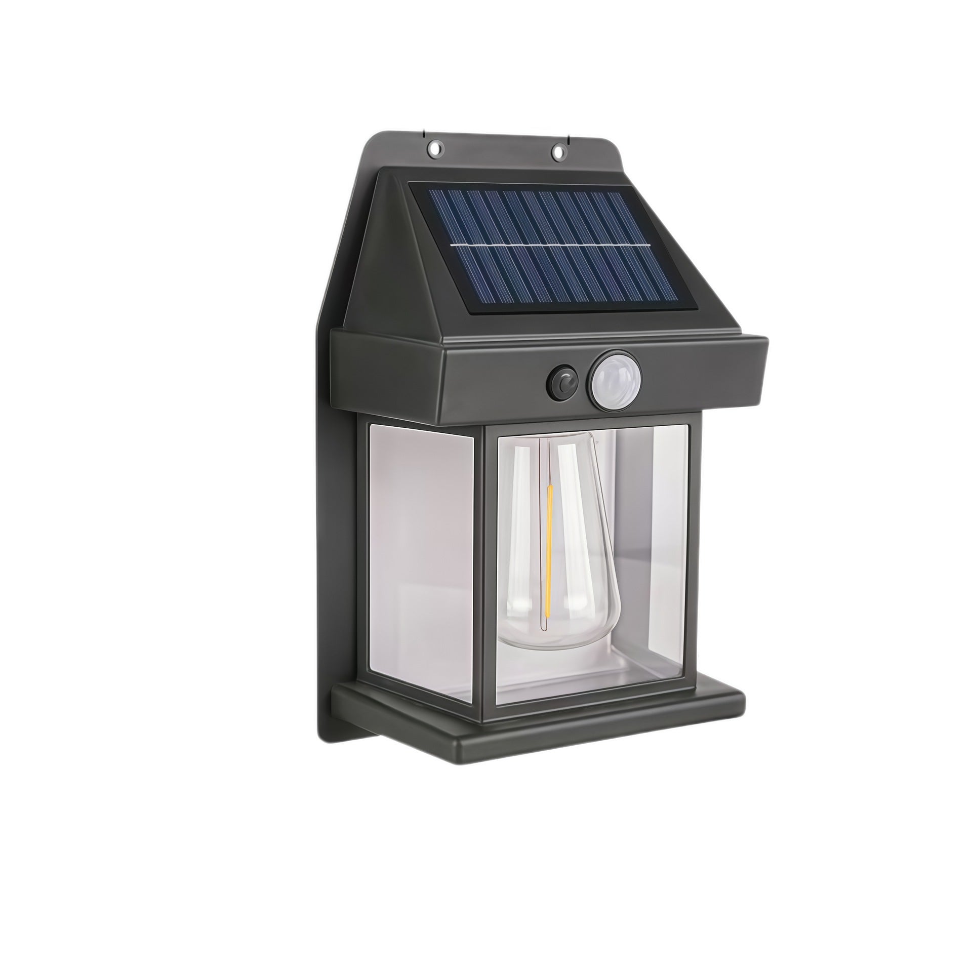 Zewnętrzna lampa ścienna zasilana energią słoneczną z czujnikiem ruchu, odpowiednia na tarasy, ogrodzenia, podwórka i garaże (czarna, 1 sztuka)