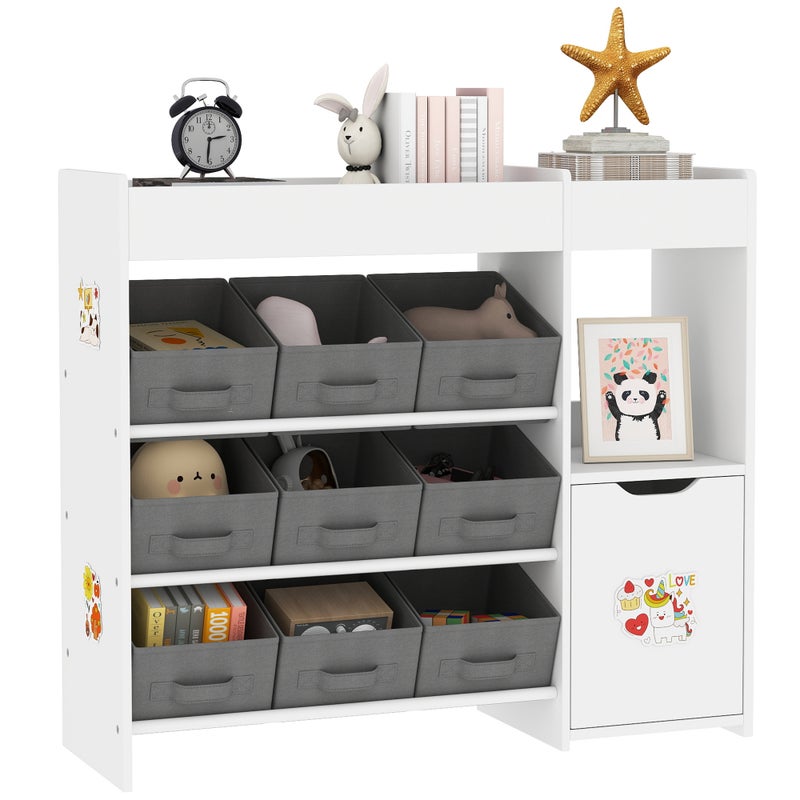 Organizer dziecięcy z przegródkami, 9 wyjmowanymi koszykami i arkuszami naklejek, 92 x 30 x 80 cm, biały