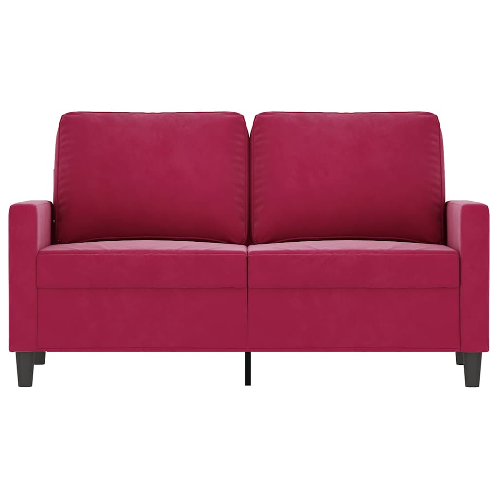Sofa 2-osobowa, winna czerwień, 120 cm, tapicerowana aksamitem