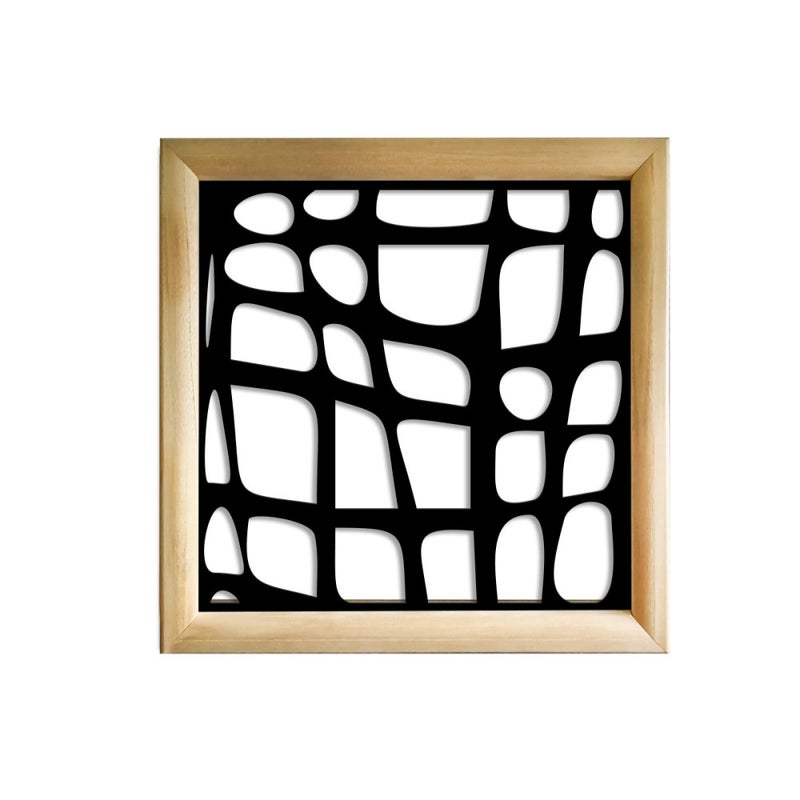 ABSTRAKT - Kwadratowe moduły dekoracyjne z drewna i PCV - rozmiar 73x73 cm - grubość 64 mm - kolor wewnętrzny CZARNY