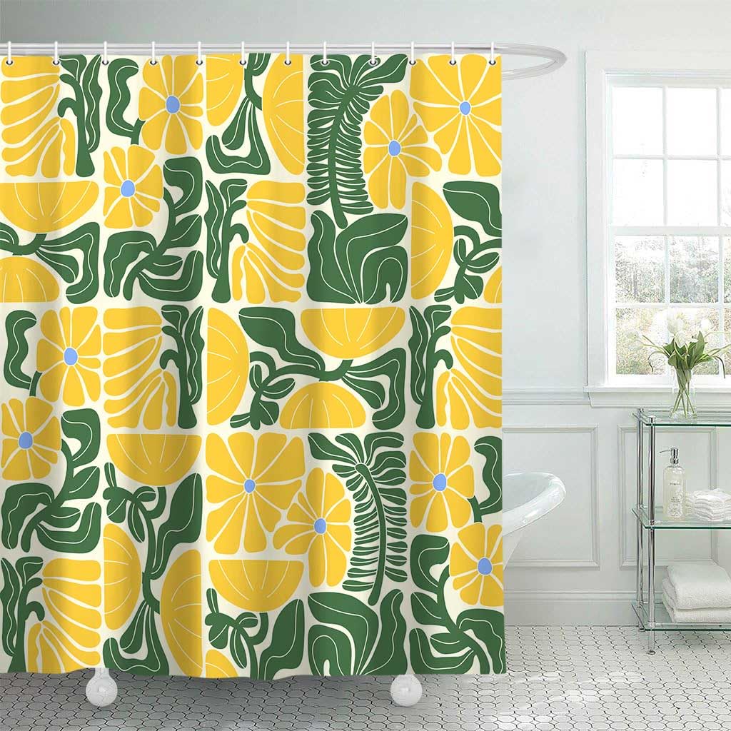 Zasłona prysznicowa w stylu vintage boho, kwiatowa zasłona prysznicowa, wodoodporna zasłona prysznicowa poliestrowa, 180*180CM, z 12 haczykami (Typ C)