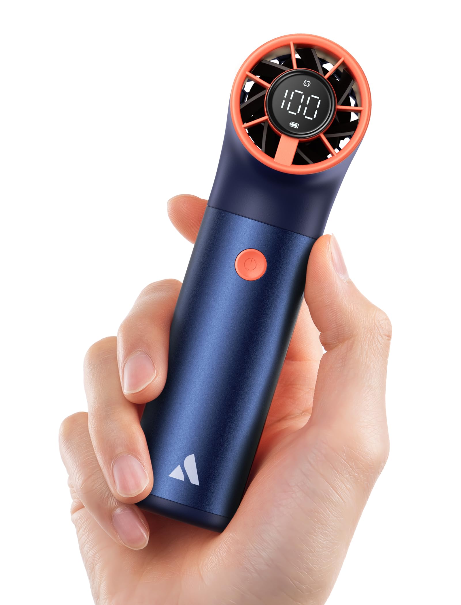 Przenośny wentylator mini ergonomiczny R 4500mAh 19000 RPM 7 prędkości aluminium niebieski i pomarańczowy