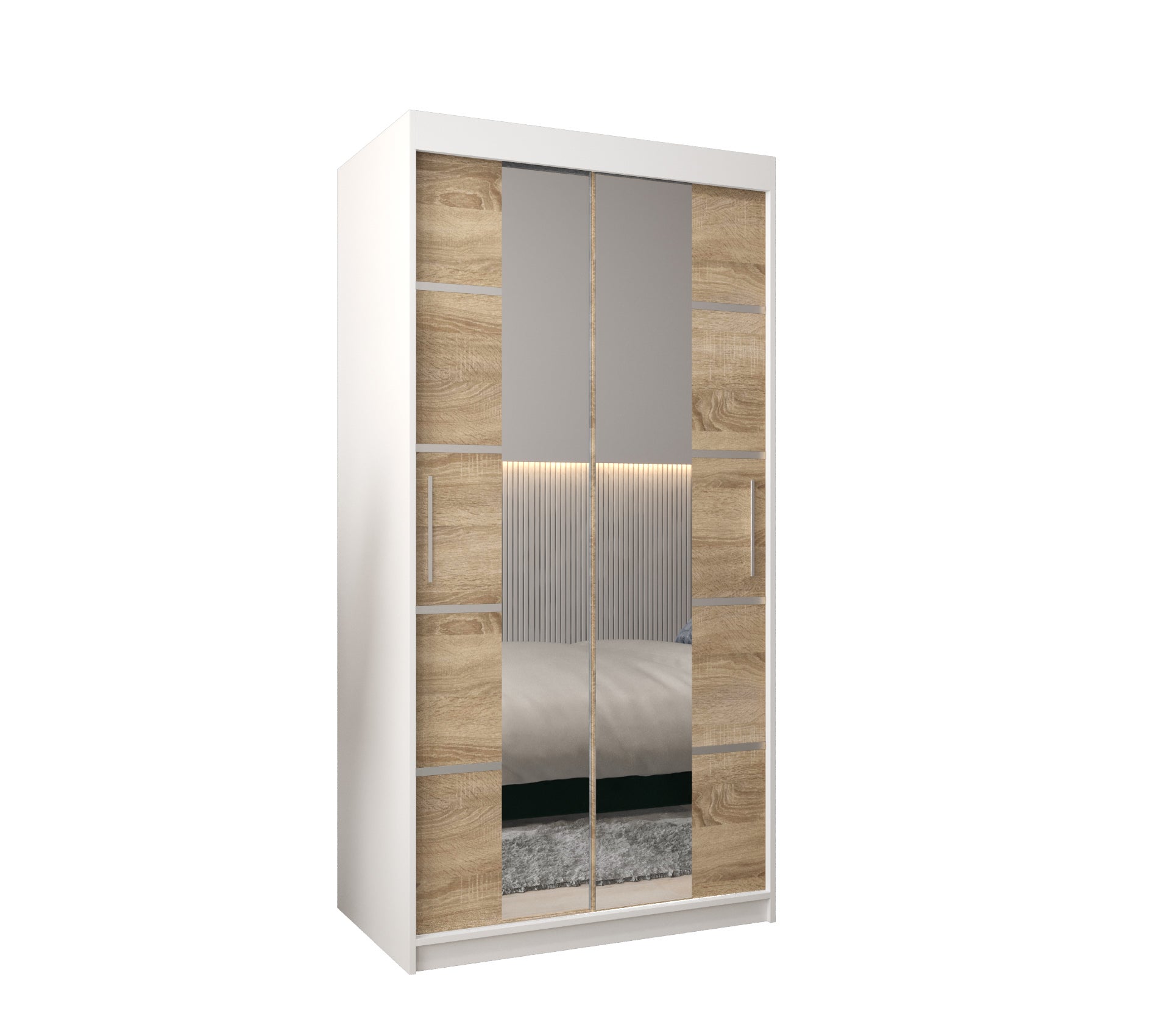 Szafa przesuwna garderoba Verona 4 100 x 62 x 200 cm Biały + Sonoma - Abiks Meble