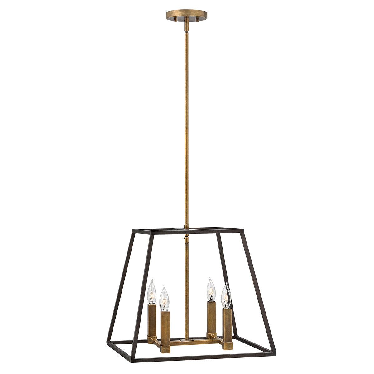 Suspension Fulton, bronze, 4 éclairages