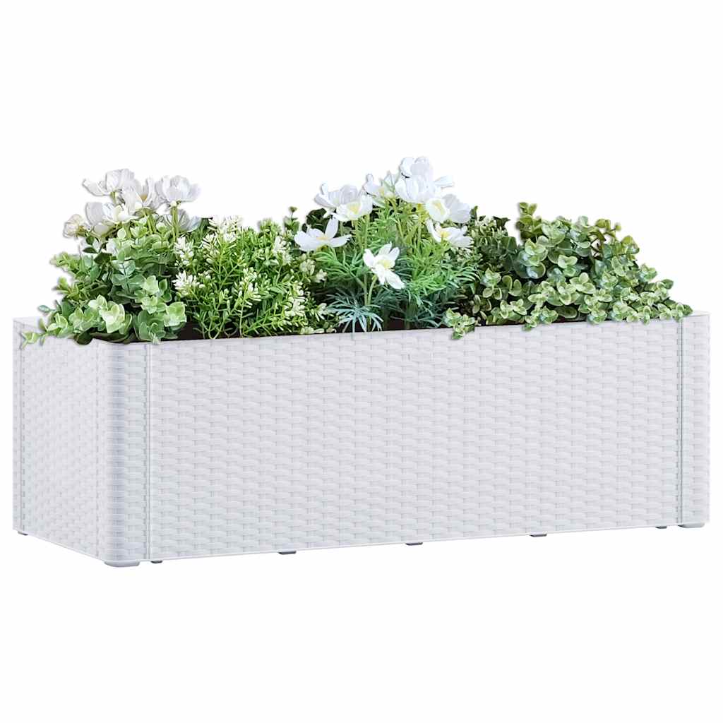 Podwyższona donica z systemem podlewania, biała, 100x43x33 cm vidaXL