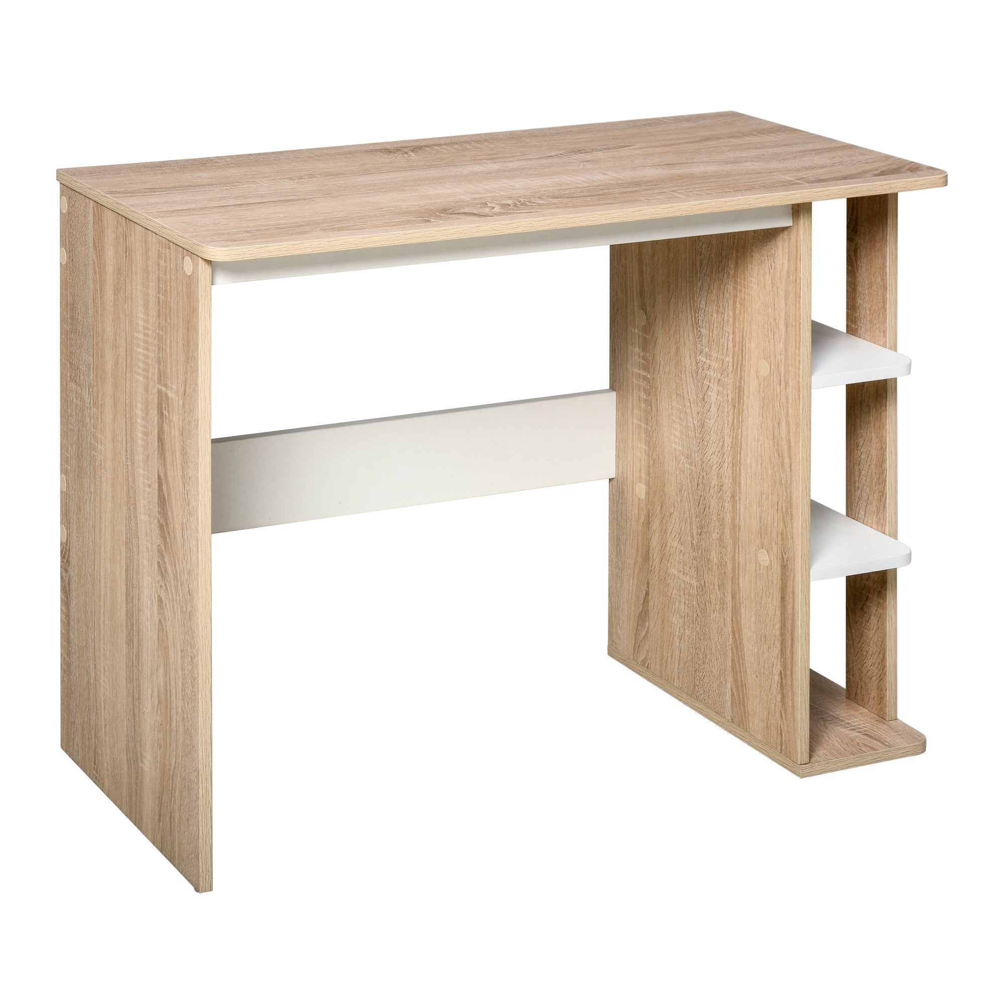komputerowy Bureau biurko słońce. 100L x 44l x 74H cm 3 boczny półki w drewno jasny dąb kolor biały