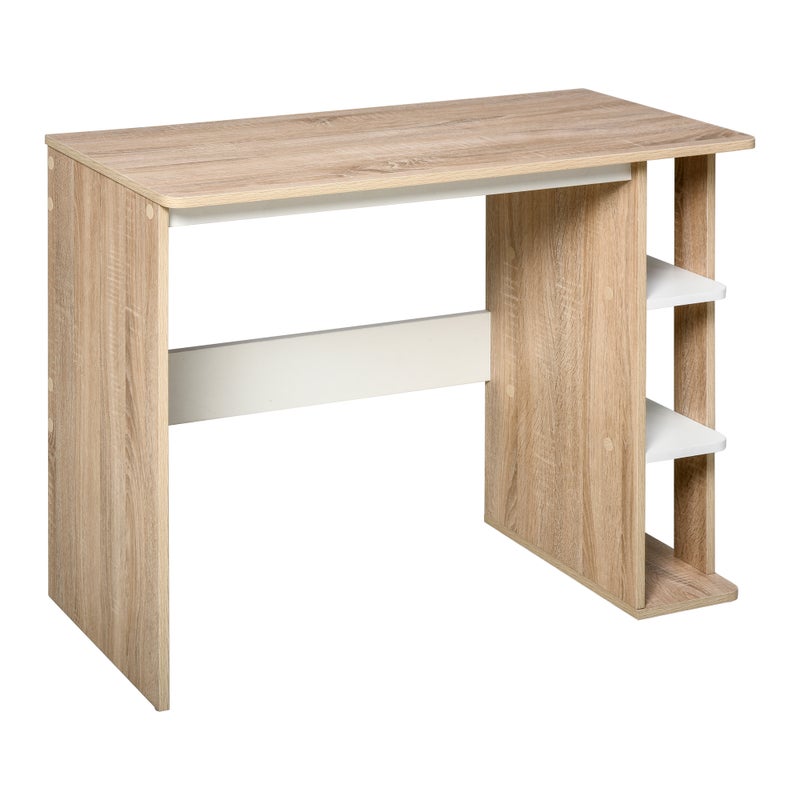 komputerowy Bureau biurko słońce. 100L x 44l x 74H cm 3 boczny półki w drewno jasny dąb kolor biały