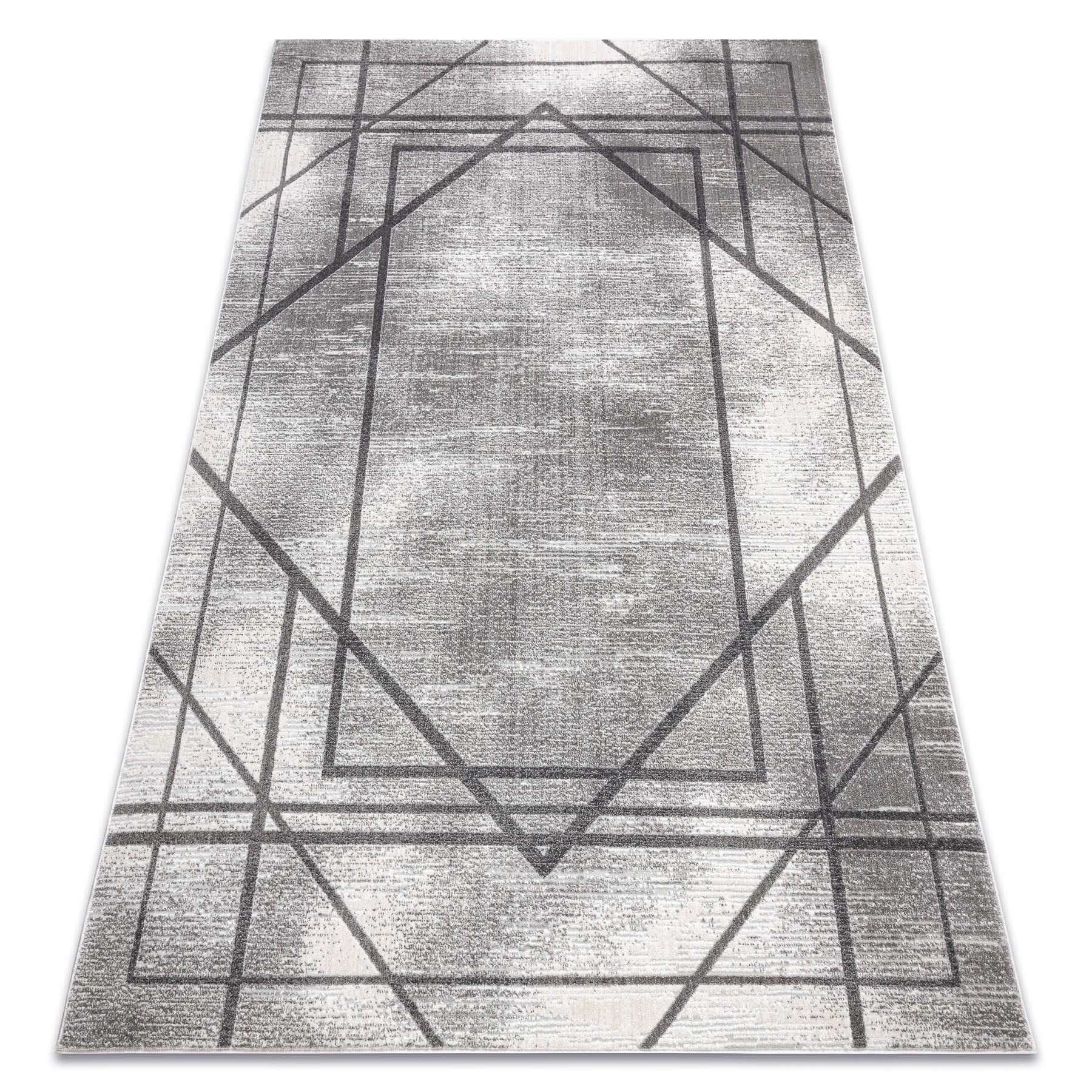 Dywan NOBLE nowoczesny 1520 45 Przecierany, geometryczny, linie - Strukturalny, dwa poziomy runa szary 80x150 cm