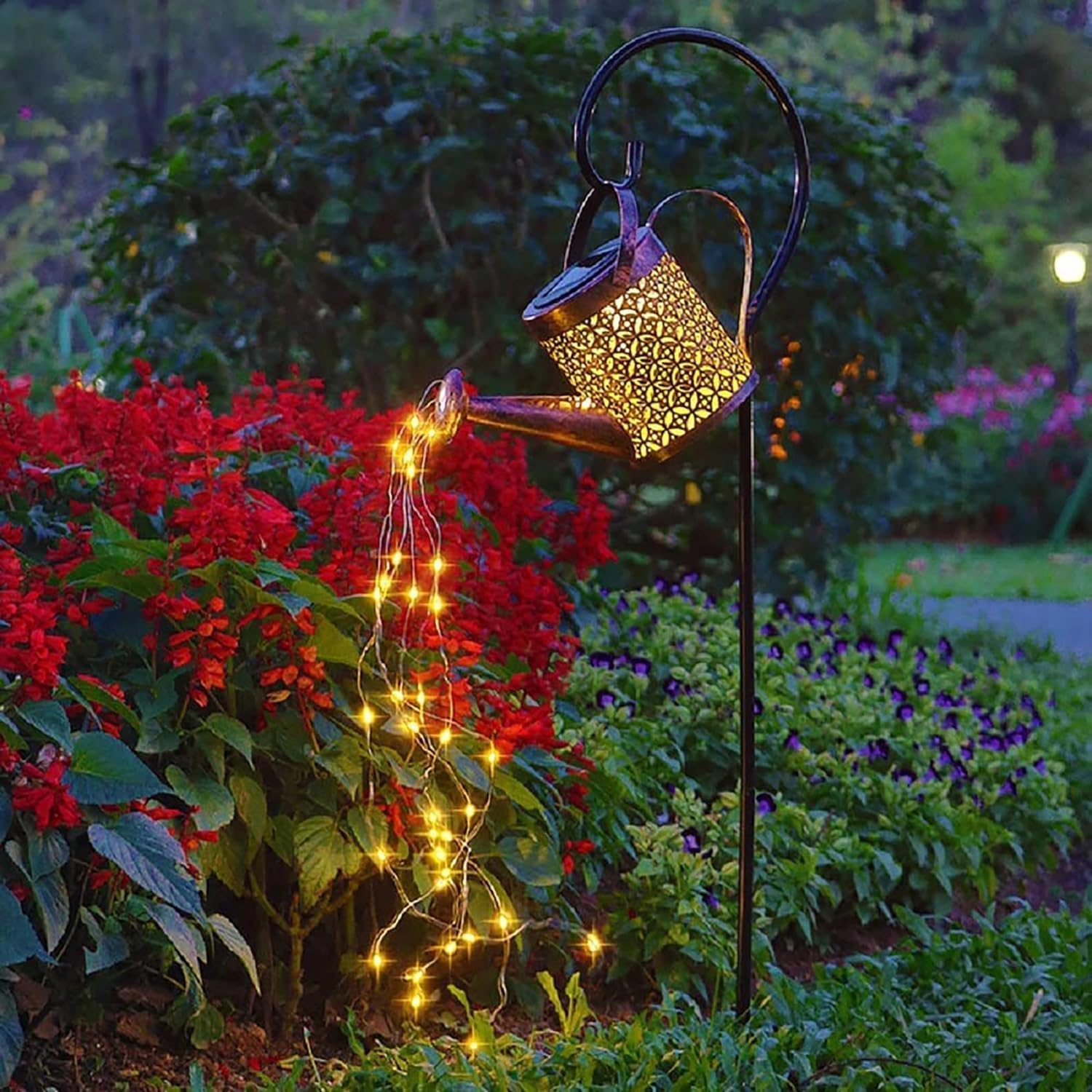 Konewka solarna z 60 diodami LED, lampy solarne zewnętrzne, wodoszczelna lampa solarna ogrodowa IP65, lampy solarne zewnętrzne