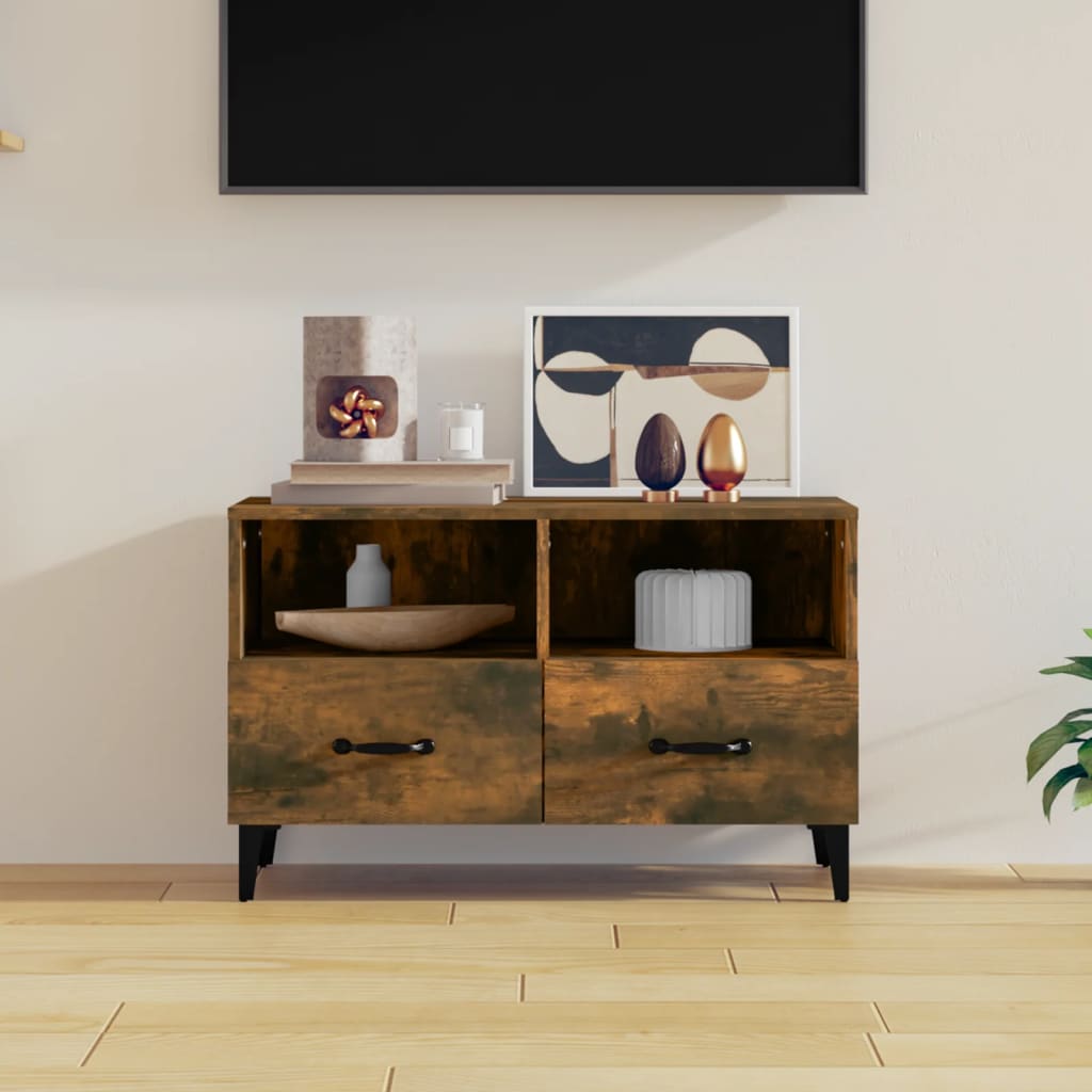 Szafka pod telewizor, przydymiony dąb, 80x36x50 cm vidaXL
