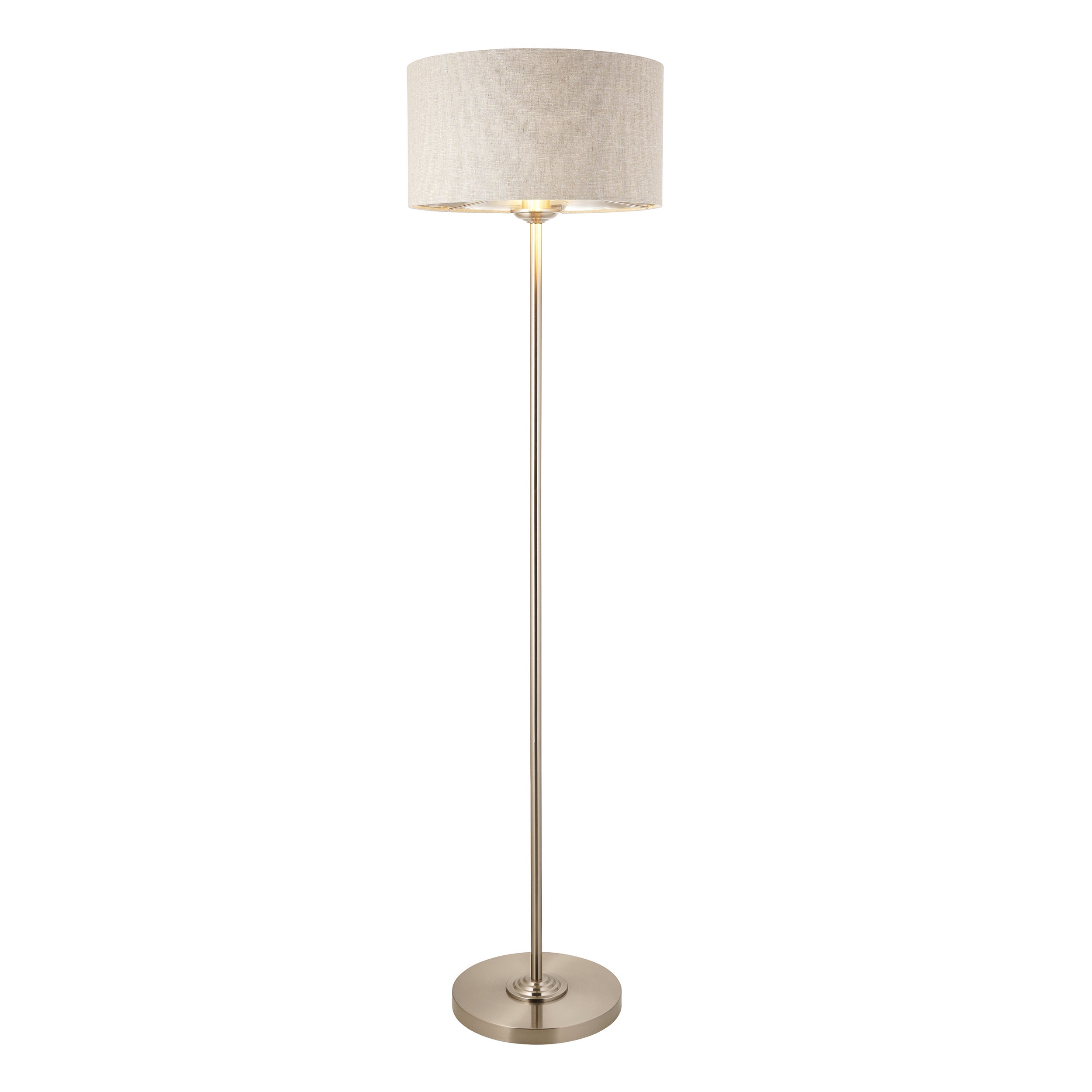 Lampa stojąca z abażurem HIGHCLERE polerowana chromowana 1xE27x10W metal wym:150x38x38cm IP20 Endon
