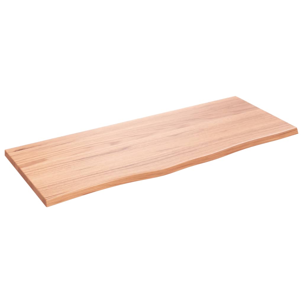Blat Łazienkowy Lakierowany z Litego Drewna 100x40 cm Jasnobrązowy