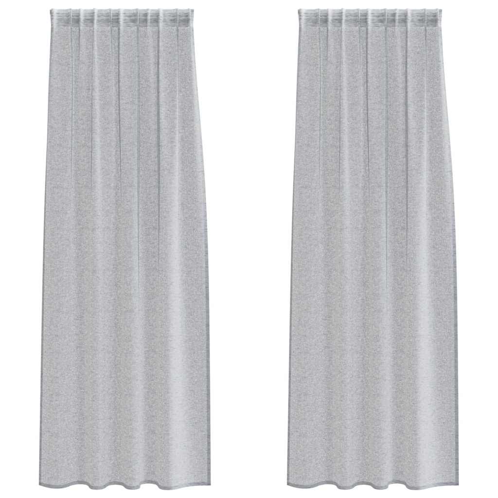 Firany Voile 2 pcs Ciemnoszary 245 x 140 cm Poliester