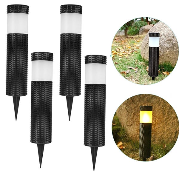 Zestaw 4 solarnych lamp ogrodowych zewnętrznych - Oświetlenie solarne krajobrazu do alejek i ogrodów