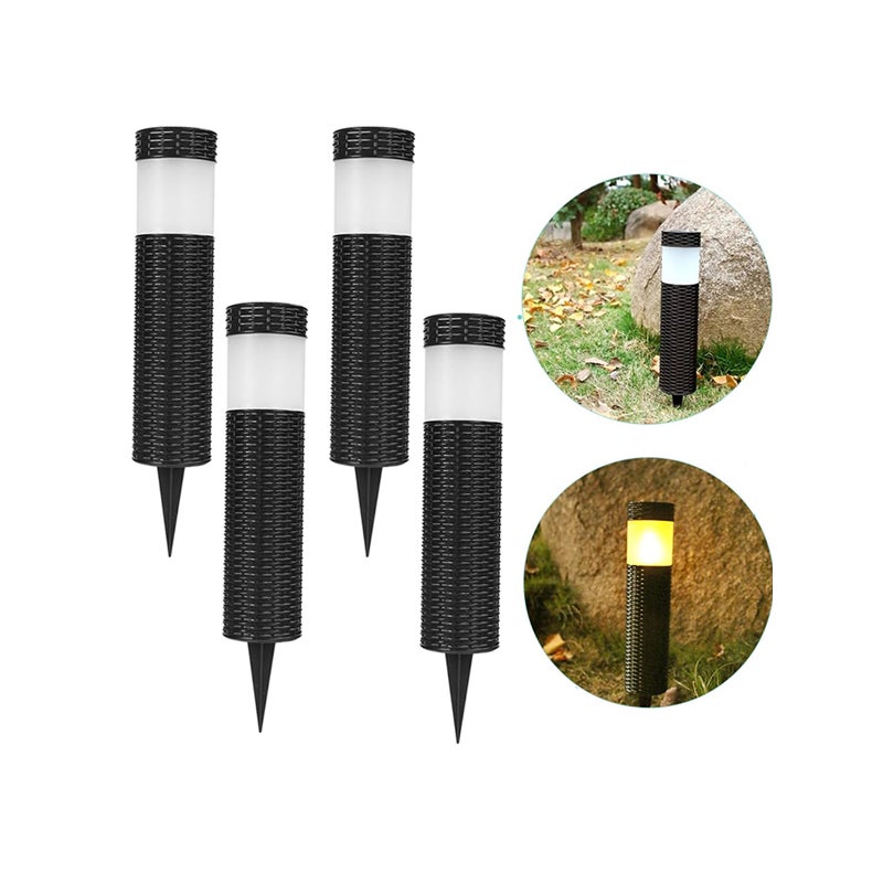 Zestaw 4 dekoracyjnych lamp solarnych LED do ogrodu, wodoodporne oświetlenie zewnętrzne, lampki nocne ogrodowe, symulacja płomienia