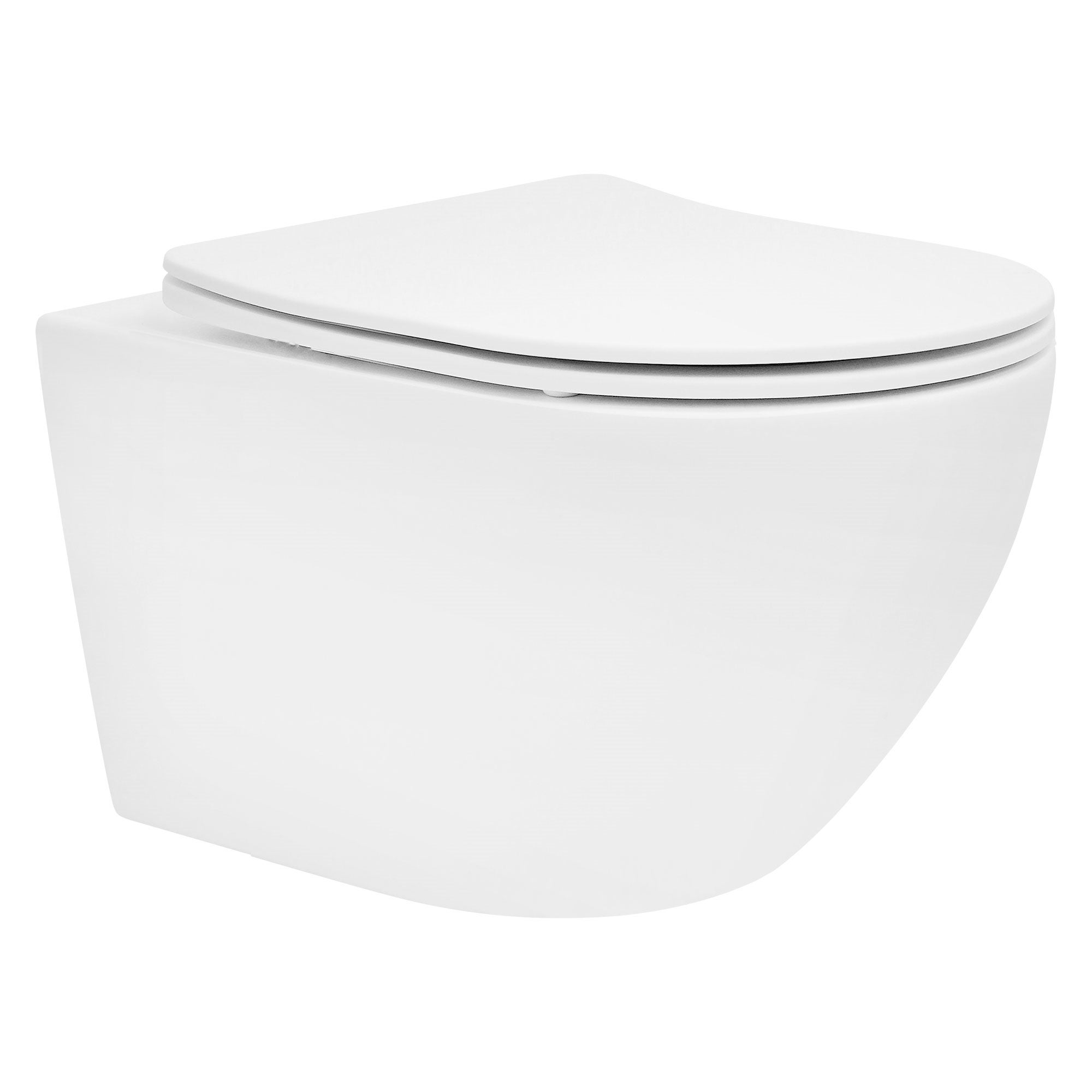 WC wiszące bez krawędzi z powłoką nano biała matowa ceramiczna deska z duroplastu