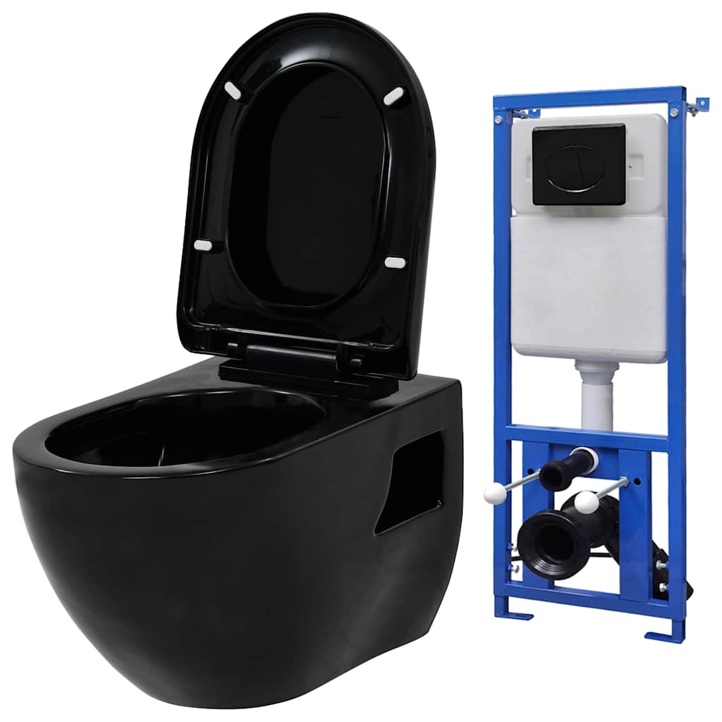 Miska WC Podwieszana z Deską Ceramiczna Czarna
