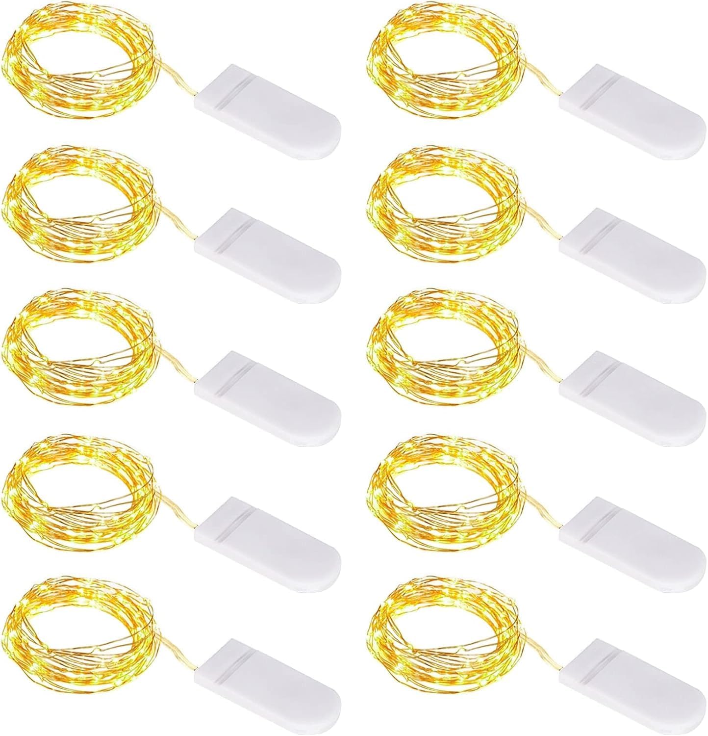 Ciepłe białe lampki choinkowe zasilane bateriami, 10 diod LED, 1 m, miniaturowe lampki choinkowe z miedzianego drutu, idealne na świąteczne przyjęcia