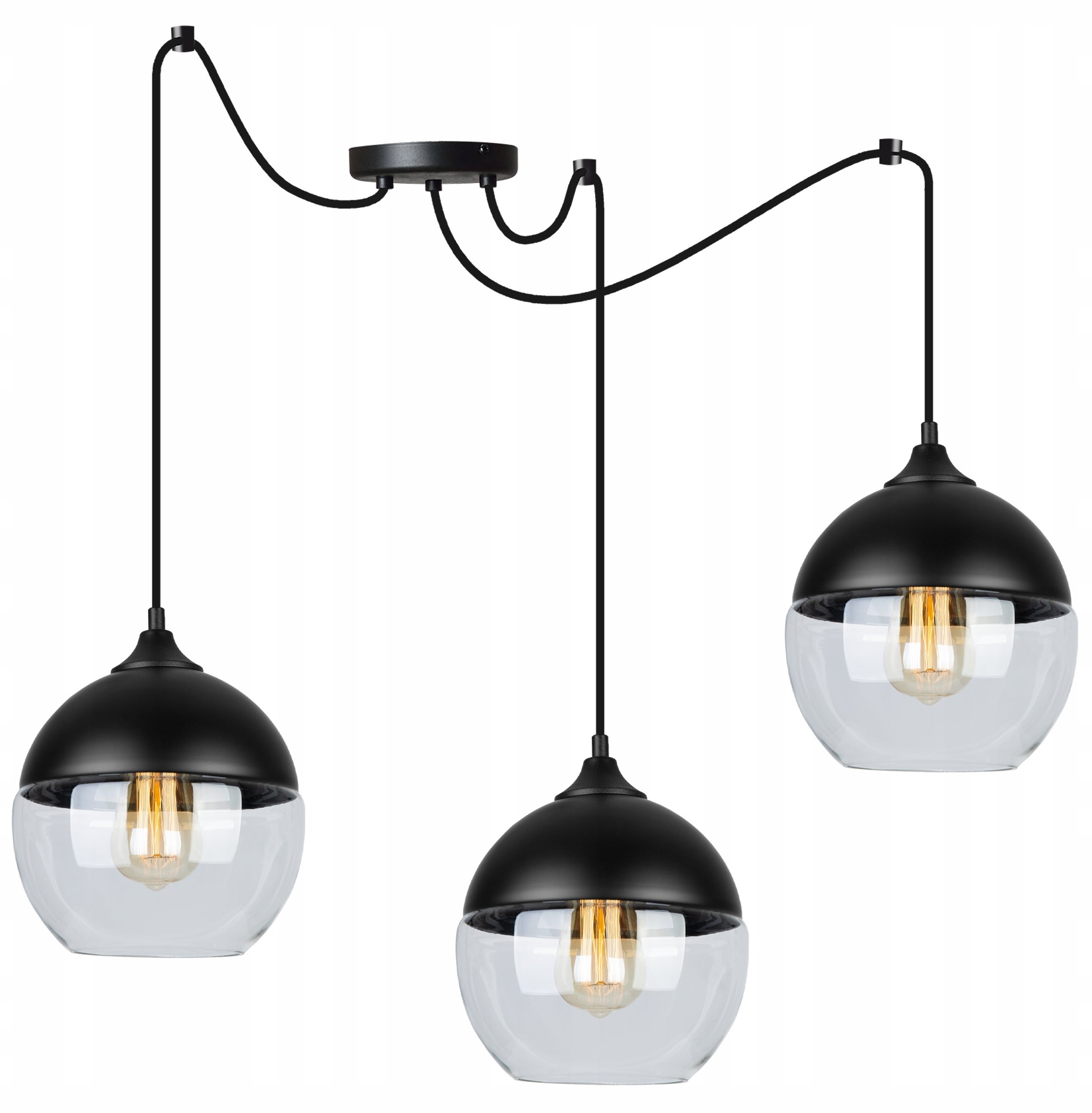 Lampa sufitowa wisząca Light Home LH Oslo Spider 3x E27 60W kule czarny/transparentny