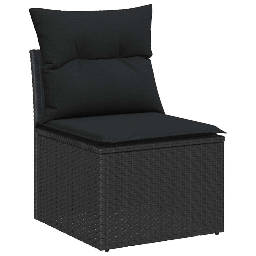 Zestaw Sof na Ogród z przechowywaniem 6 pcs Czarny polirattan