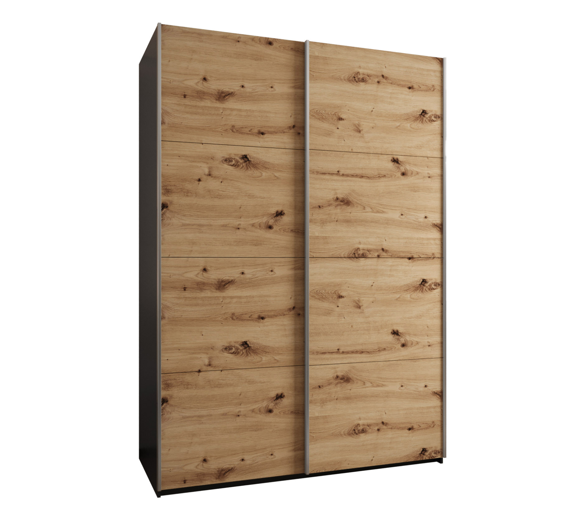 Szafa przesuwna wysoka Lux 1 180 x 64 x 245,5 cm czarny + artisan + u. srebrny - Abiks Meble