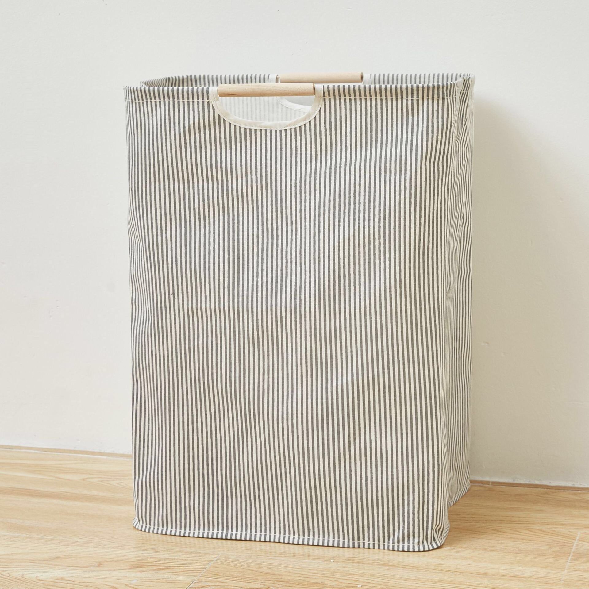 Kosz na bieliznę z podwójnym uchwytem, wolnostojący kosz na brudną bieliznę, kosz do przechowywania 56*40*27cm, czarno-białe pionowe paski