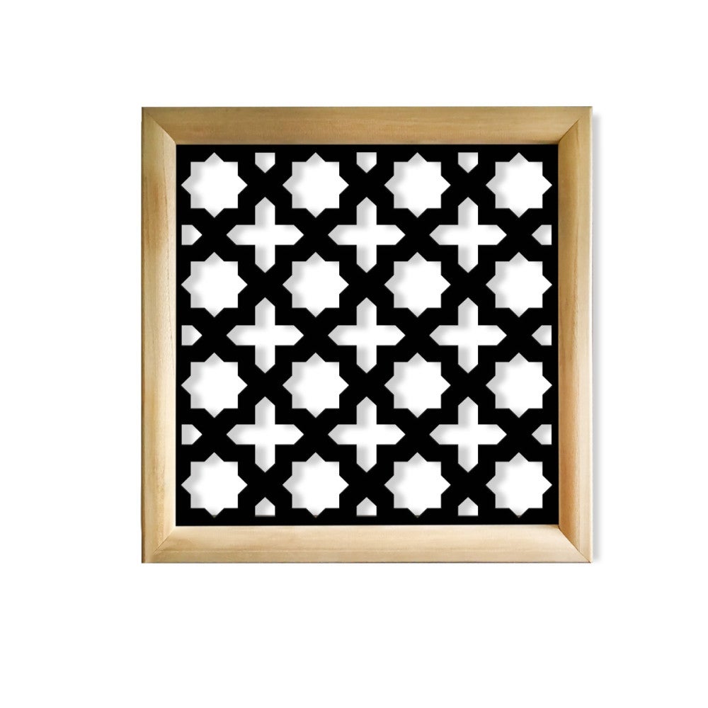 CROSS - Kwadratowe moduły dekoracyjne z drewna i PVC - Rozmiar 73x73 cm - Grubość 64 mm - Kolor wewnętrzny CZARNY
