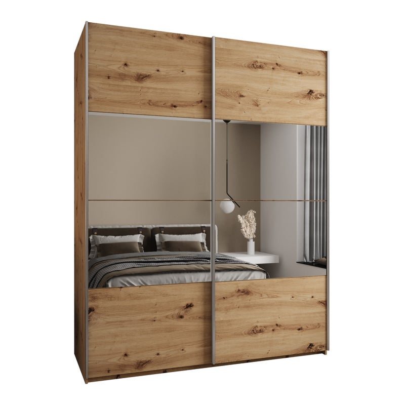 Szafa przesuwna wysoka Lux 4 190 x 64 x 245,5 cm artisan + artisan + u. srebrny - Abiks Meble