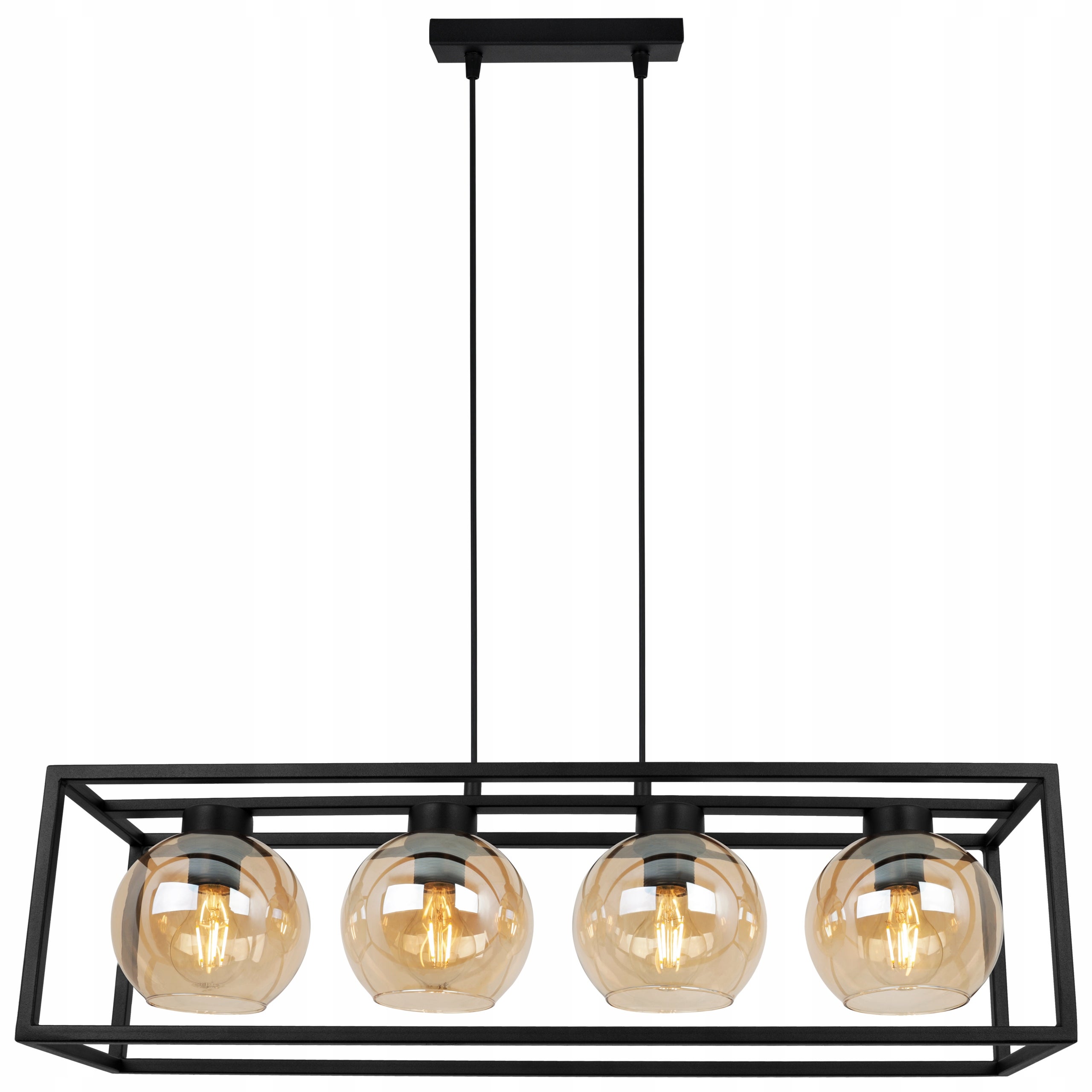Lampa sufitowa wisząca Light Home LH Haga Cage 4x E27 60W szkło miodowy