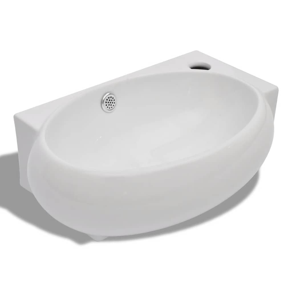Umywalka Nablatowa Ceramiczna Biała z Otworem na Baterię 41 cm