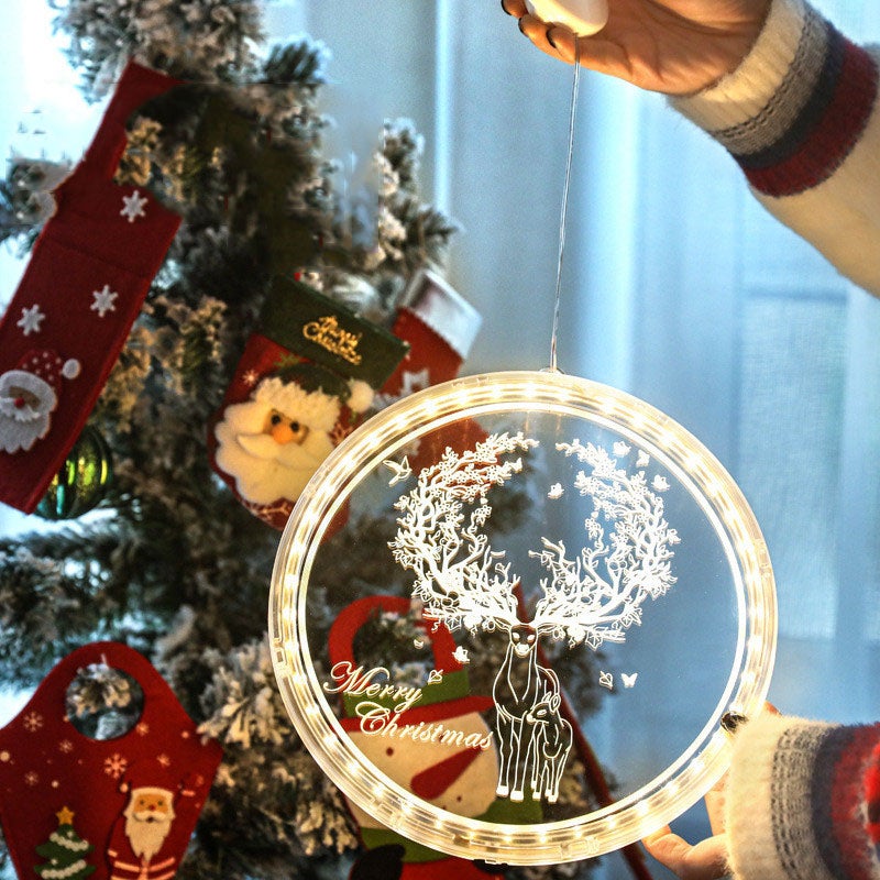 Świąteczne lampki LED na okno, nastrojowe oświetlenie okienne, łoś z ciepłym światłem, 16 cm