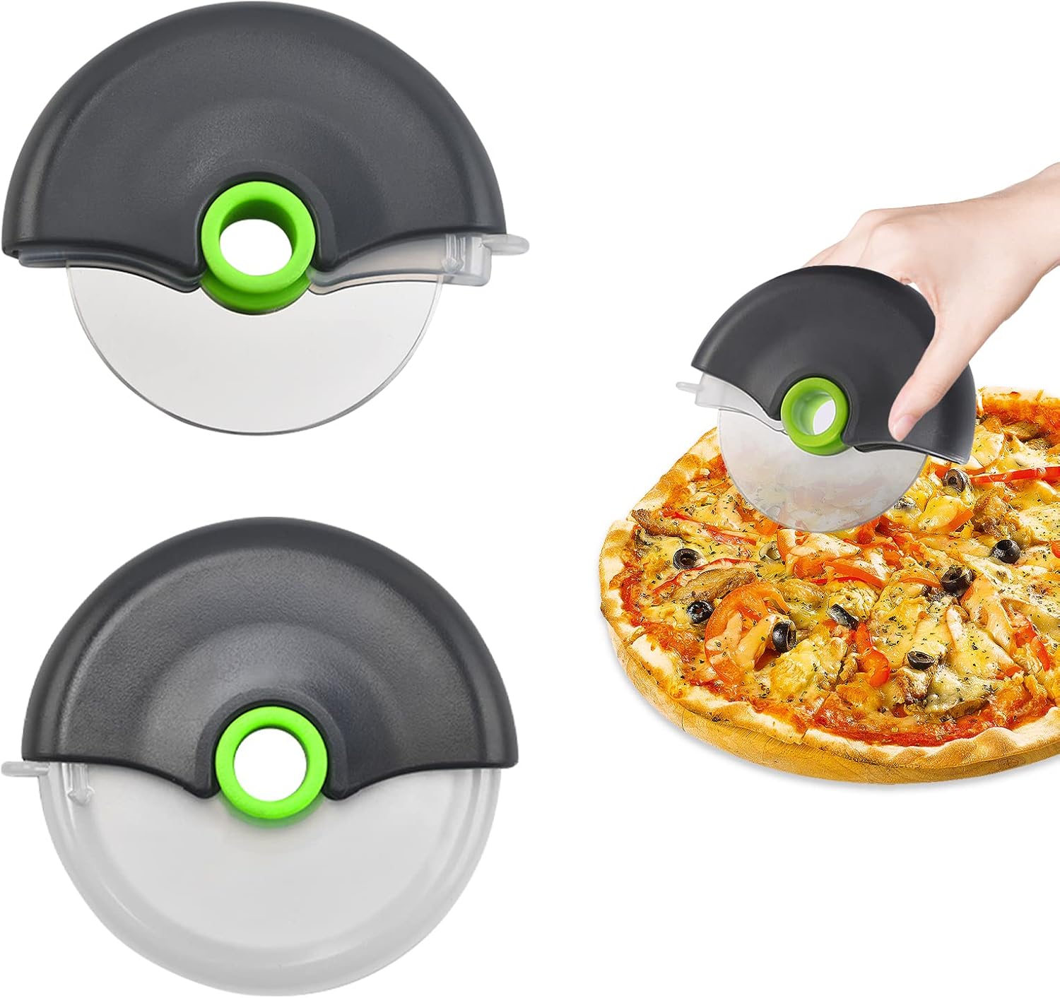 Nóż do pizzy. Praktyczny i przenośny. Wałek do pizzy, nóż do pizzy, nóż do pizzy z kółkiem ze stali nierdzewnej, profesjonalny nóż do pizzy, nóż do