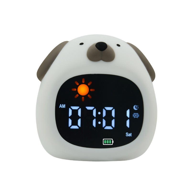 Budzik, timer, w kształcie zwierzątka, lampka nocna, pomoc w zasypianiu, światło budzące, funkcja timera, USB.
