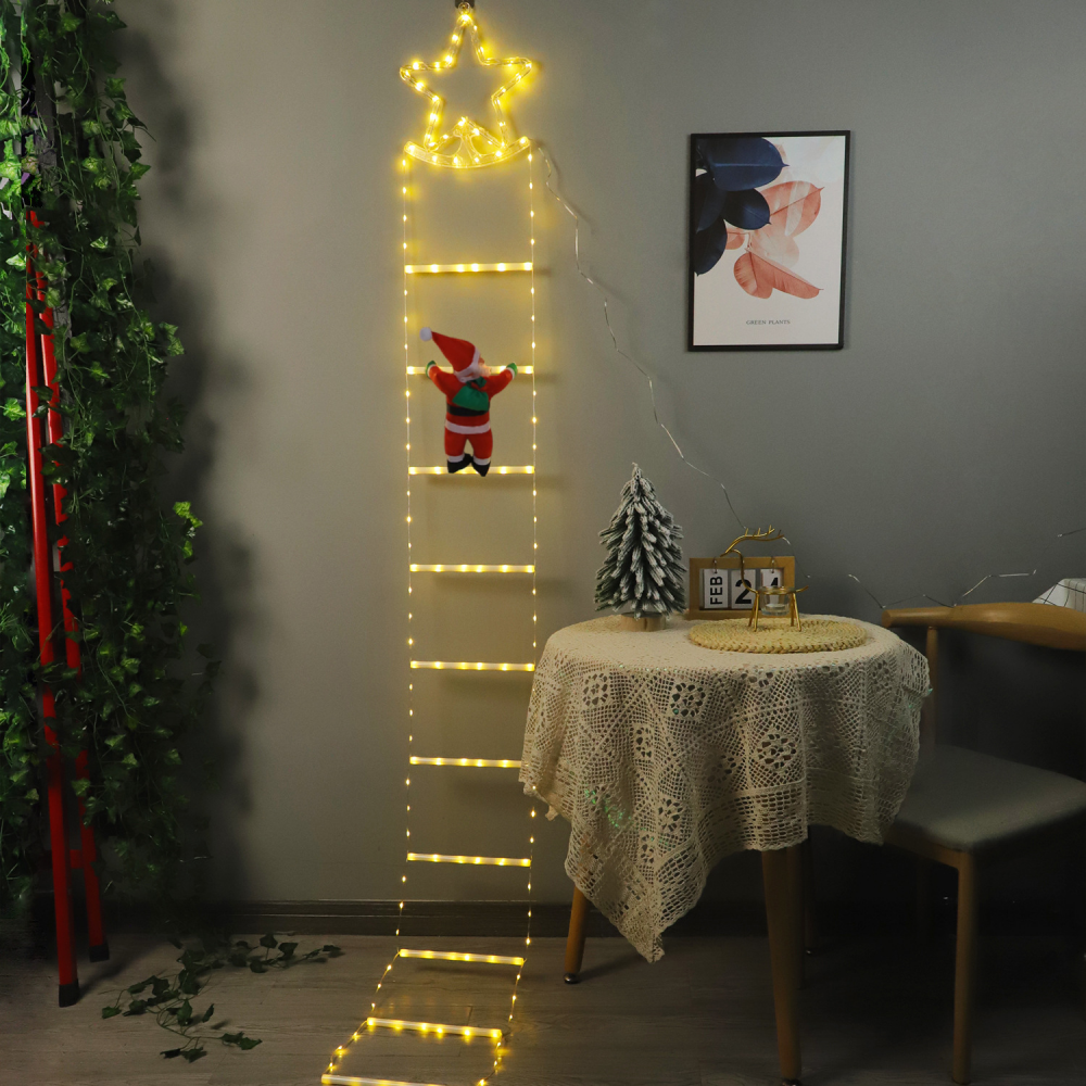 Świąteczna girlanda LED, 220 cm Dekoracja świąteczna z Mikołajem, 8 trybów Dekoracje świąteczne na zewnątrz, girlanda świetlna do wnętrz