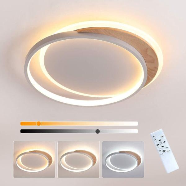 Drewniana lampa sufitowa LED, 40 cm z pilotem, ściemnialna 3000K-6000K, salon, biuro [Energia]