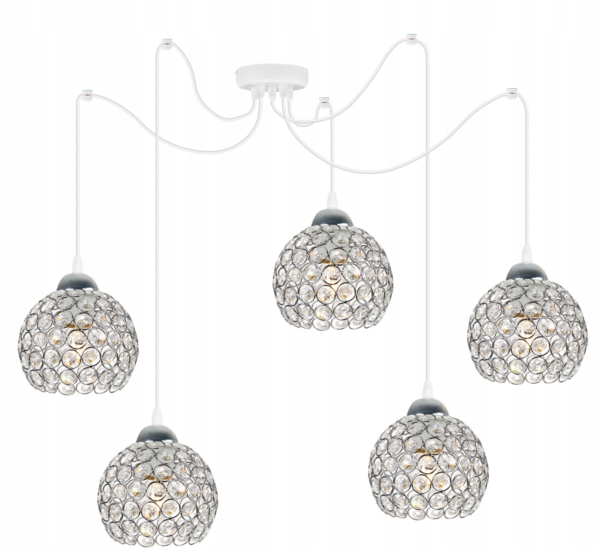Lampa sufitowa wisząca Light Home LH Crystal Spider 5x E27 60W kryształki biały