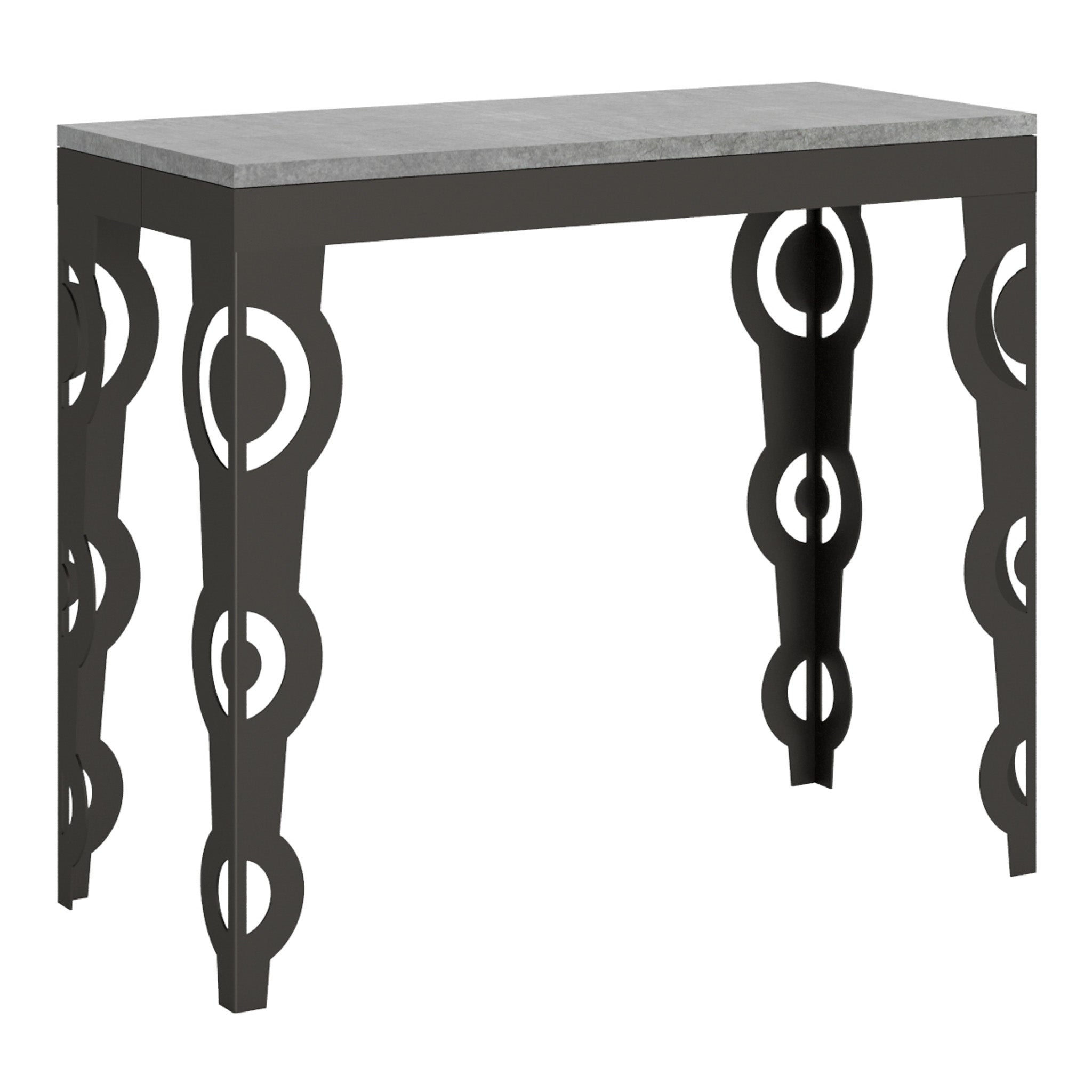 Mesa consola Karamay Small Evolution de cemento, extensible hasta 196 cm.