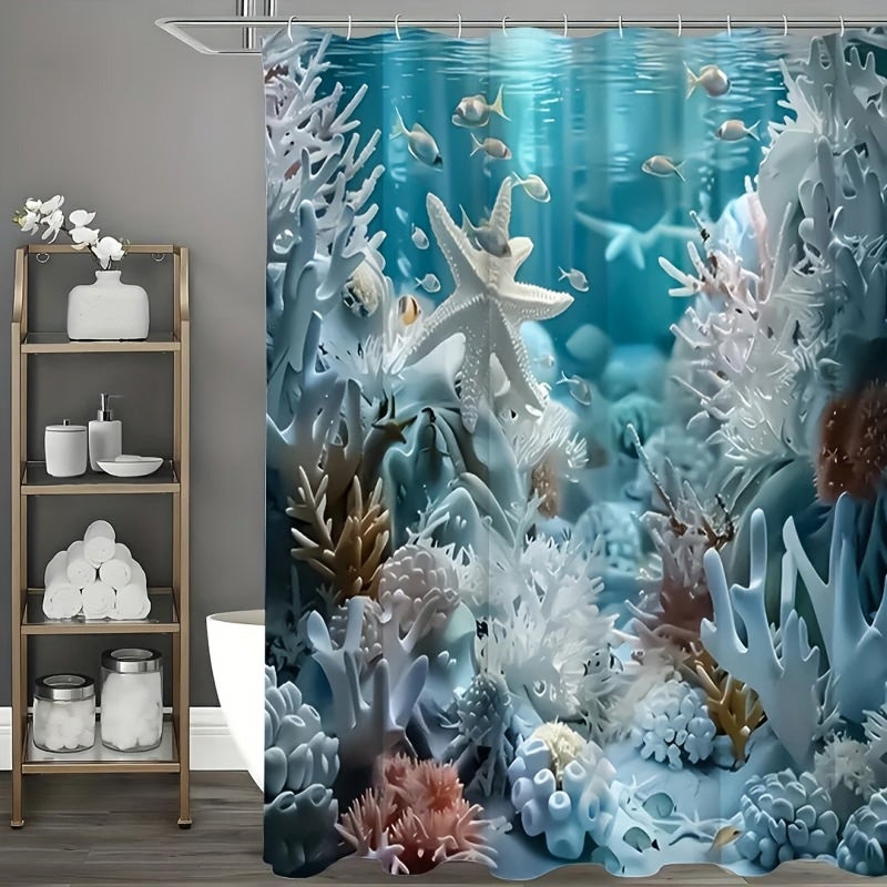 Zasłona prysznicowa Ocean 150 * 180 cm z 12 haczykami i wodoodporną poliestrową zasłoną łazienkową, którą można prać w pralce, odporna na pleśń