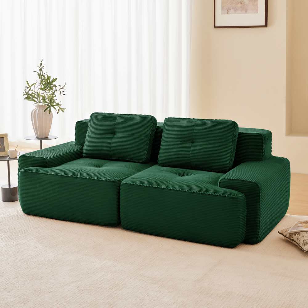 Sofa modułowa bez ramy, głębokie siedzisko, miękka sofa z kordu, przyjazna dla zwierząt, antypoślizgowa podstawa