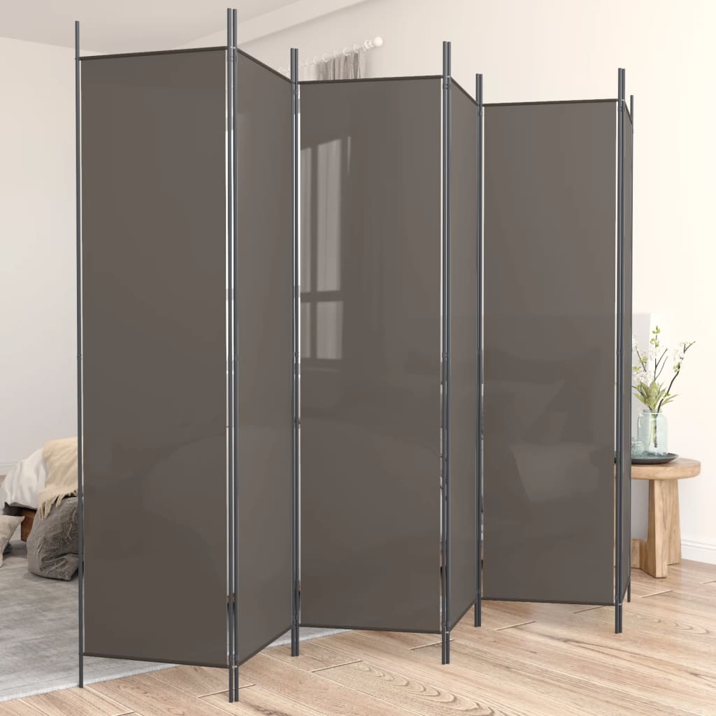 Parawan 6-panelowy, antracytowy, 300x200 cm, tkanina vidaXL