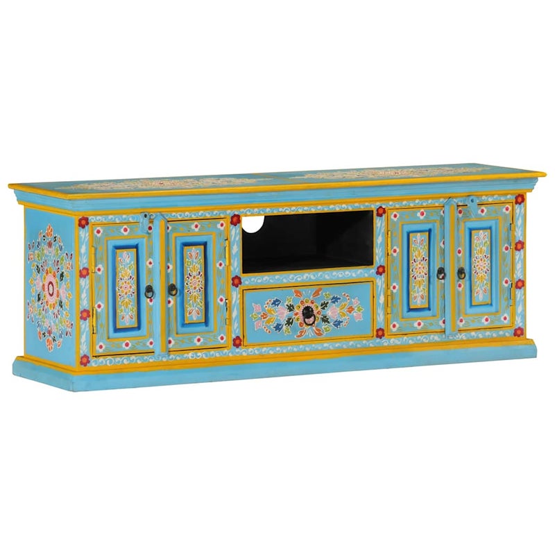 Meuble TV Rétro VidaXL z drewna mango 110 x 30 x 40 cm niebieski