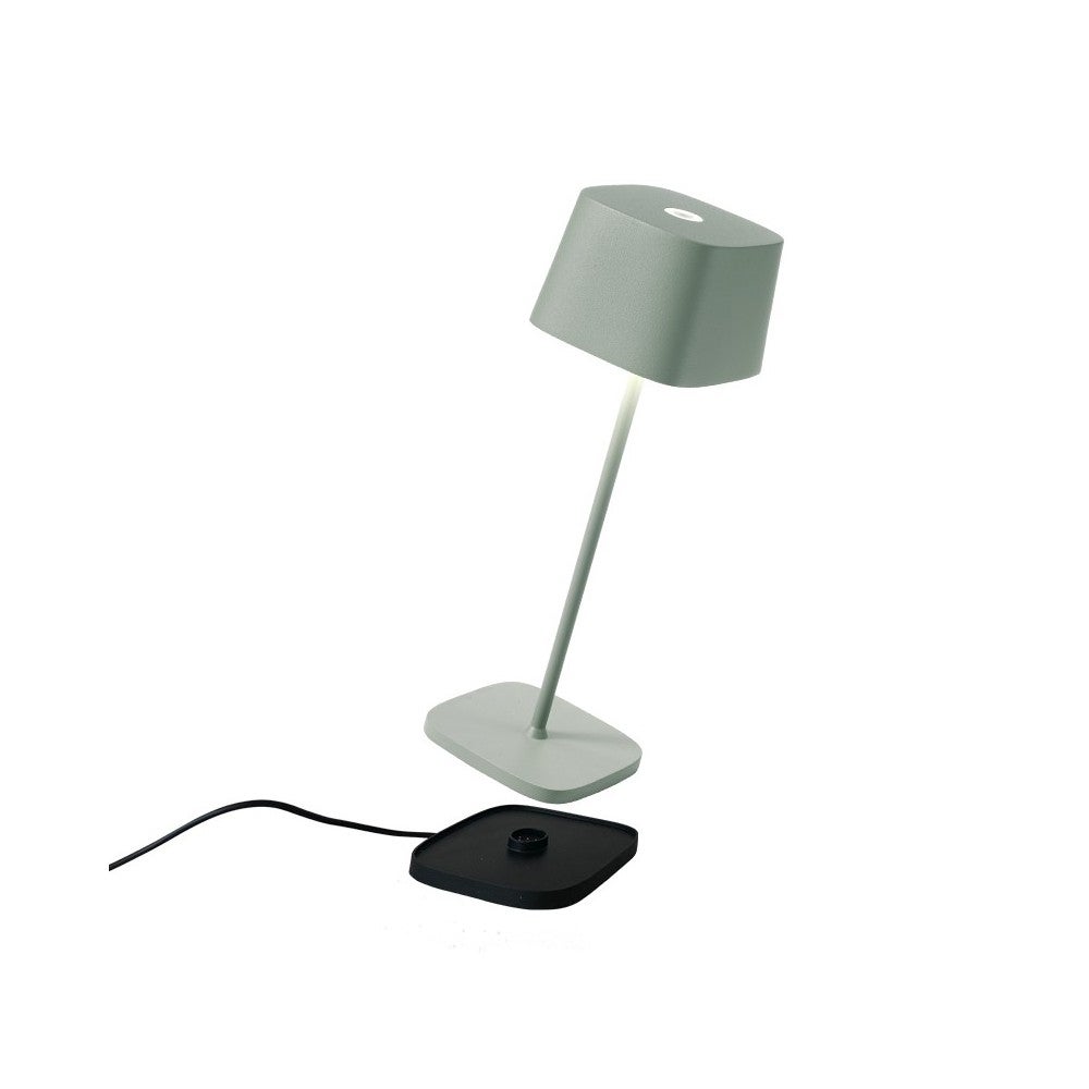 Lampa stołowa LED Zafferano Ofelia Pro Sage, akumulatorowa i ściemnialna - 2200-2700-3000K - maksymalna moc 9 godzin
