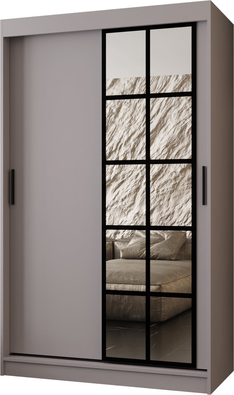 Szafa przesuwna z lustrem ORLANDO 120 x 62 x 200 kaszmir + u. czarny
