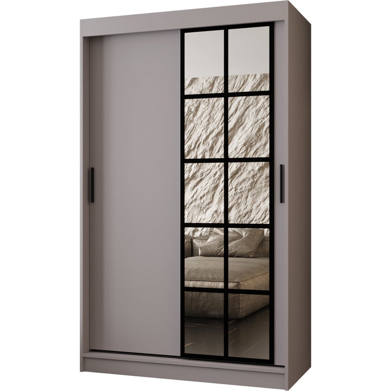 Szafa przesuwna z lustrem ORLANDO 120 x 62 x 200 kaszmir + u. czarny
