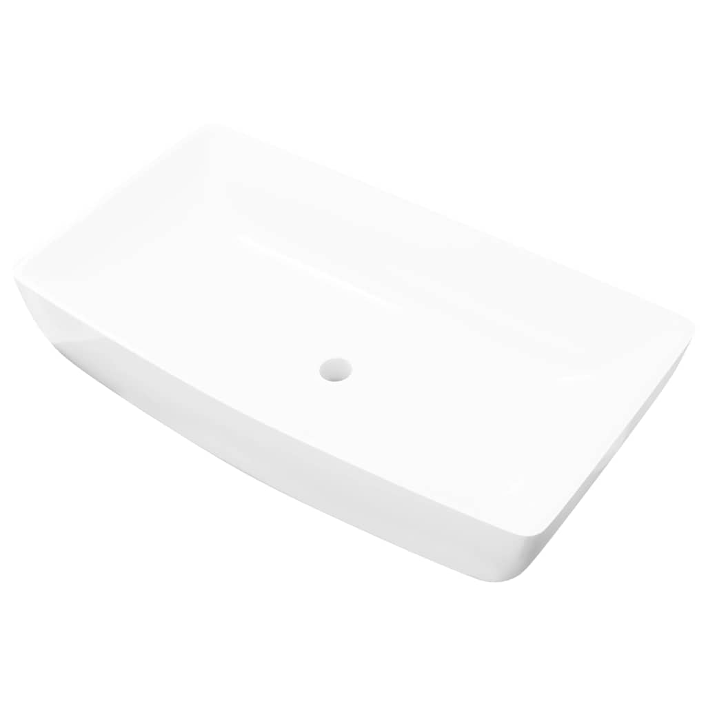 Umywalka Nablatowa Ceramiczna Prostokątna Biała do Łazienki 71 cm