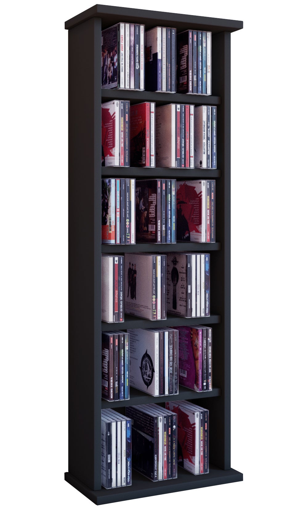 VCM Płyta CD / DVD Media Shelf Vostan Czarny H. 92 x B. 31 x T. 18 cm